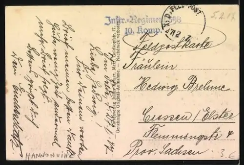 AK Hannonville, Rue principale avec charrette et clocher en arrière-plan