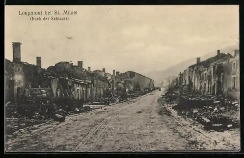 AK Loupmont /St. Mihiel, Vue de la rue après la bataille