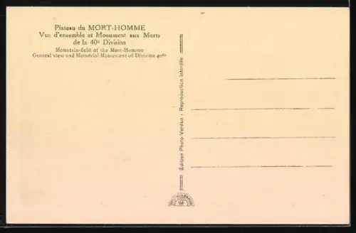 AK Mort-Homme, Monument de la 40e Division