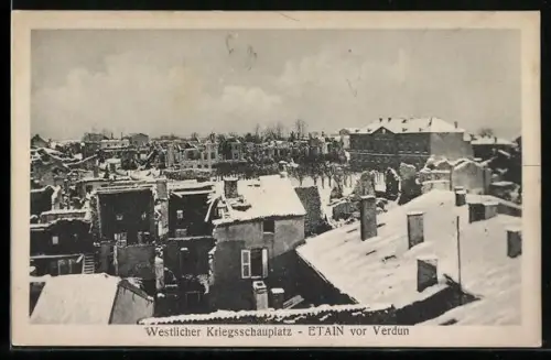 AK Étain, Champ de bataille occidental enneigé près de Verdun