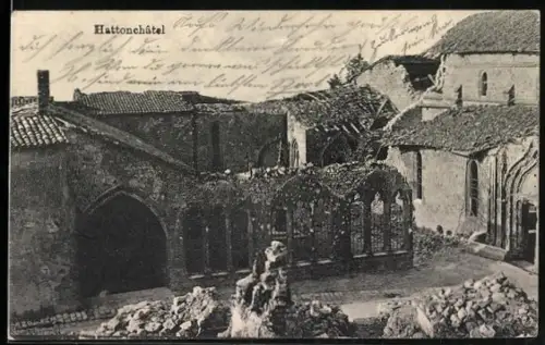 AK Hattonchâtel, Ruines historiques de l`église après la destruction