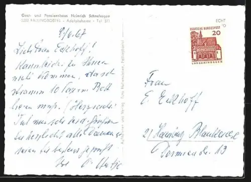 AK Fallingbostel-Adolphsheide, Gast- und Penionshaus Schnehagen, Inh. Heinrich Schnehagen, Innen- und Aussenansichten