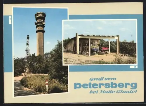AK Petersberg / Halle, Fernseh-Aussichtsturm und Gaststätte am Fernsehturm