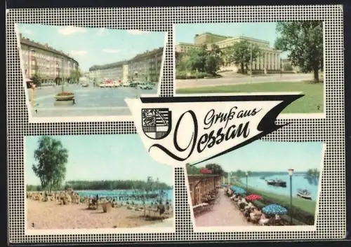 AK Dessau, Strasse der DSF, Landestheater, HOG Kornhaus