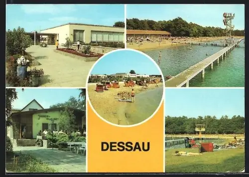 AK Dessau, Waldbad Freundschaft, Strandbad Adria, HO-Gaststätte Jägerklause