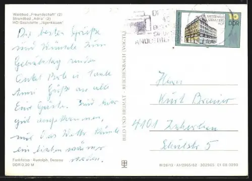 AK Dessau, Waldbad Freundschaft, Strandbad Adria, HO-Gaststätte Jägerklause