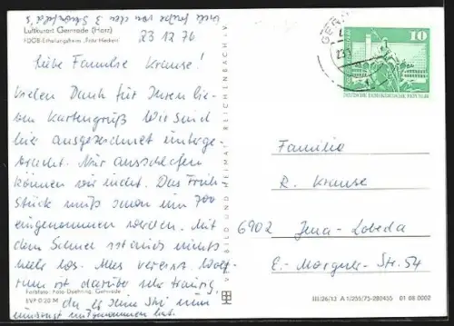 AK Gernrode /Harz, FDGB-Erholungsheim Fritz Hecker