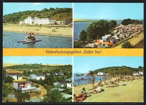 AK Seeburg / Eisleben, Naherholungsgebiet Süsser See, Strandpartie, Tretboot