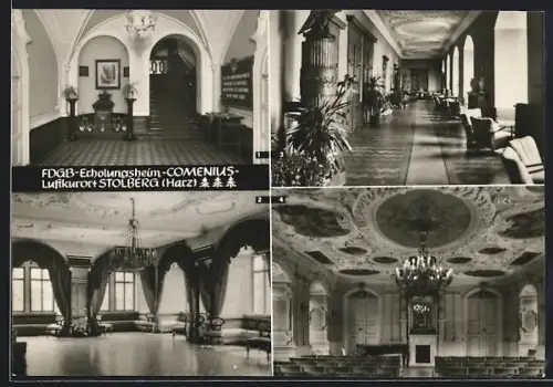 AK Stolberg /Harz, FDGB-Erholungsheim Comenius, Roter Saal, Comenius-Eck