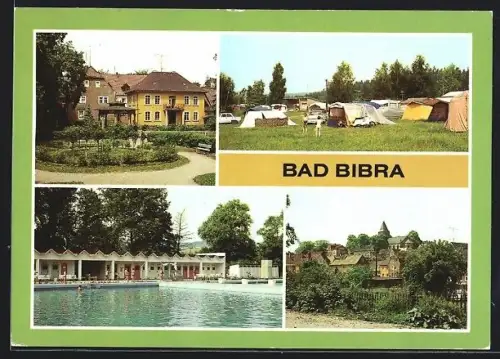 AK Bad Bibra, Kuranlage, Campingplatz, Waldbad, Ortsansicht
