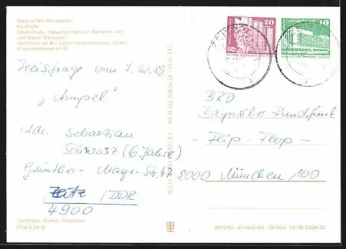 AK Zeitz-Ost, Blick zu den Neubauten, Kaufhalle, Oberschule