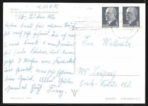 AK Dessau, Partie an der Wilhelm-Pieck-Strasse (Scheibe Nord)