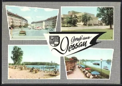 AK Dessau, HO-Gaststätte Kornhaus a. d. Elbe, Strasse der Deutsch-Sowjetischen Freundschaft, Landestheater