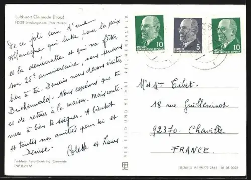 AK Gernrode /Harz, FDGB-Erholungsheim Fritz Hecker