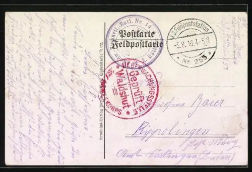 AK Damvillers, Église vue de l`extérieur avec arbres et bâtiments adjacents