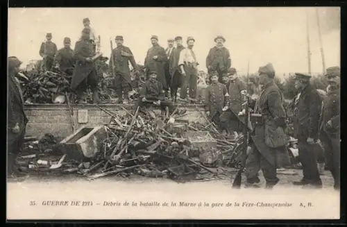 AK Fère-Champenoise, Débris de la bataille de la Marne à la gare de la Fère-Champenoise
