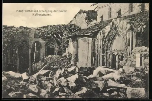AK Hattonchâtel, Portail principal et cloître de l`église en ruines