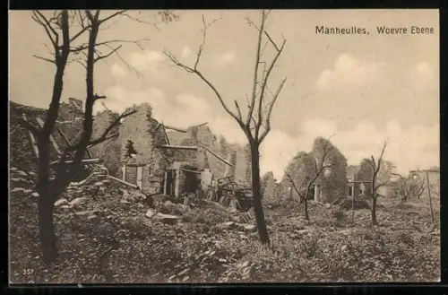 AK Manheulles /Woevre Ebene, Ruines après la destruction