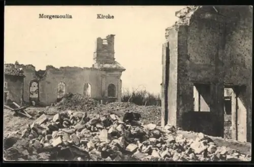 AK Morgemoulin, Église en ruines