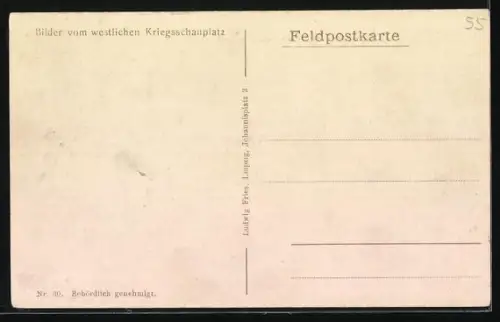 AK Verdun, Scène de rue dans la ville détruite