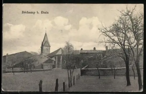 AK Béchamp b. Étain, Vue sur l`église et les bâtiments environnants