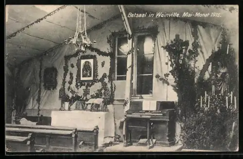 AK Woinville, Intérieur du Betsaal décoré en mai 1915