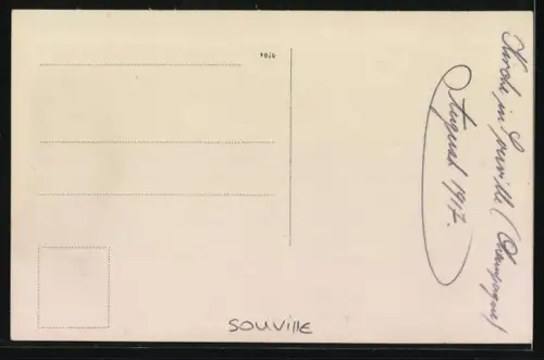 AK Souville, Église en ruines après le bombardement en Champagne