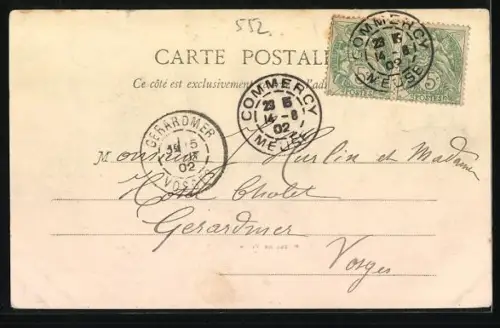 AK Commercy, Hôtel de Ville avec place arborée en avant-plan