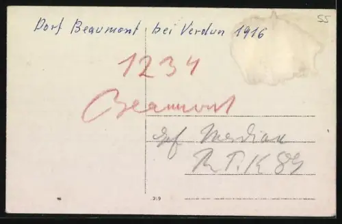 AK Beaumont, Bâtiments en ruines après la bataille de Verdun