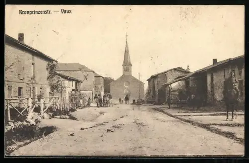 AK Vaux, Vue de la Kronprinzenstrasse avec l`église au fond