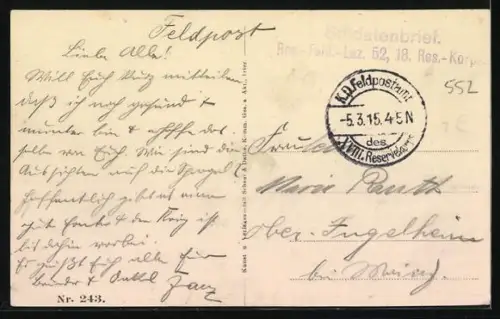 AK Épinonville, Vue des ruines et des soldats à cheval sur une route