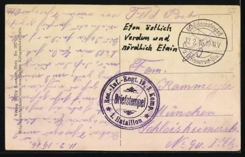 AK Éton, La rue principale avec charrette et bâtiments en ruine