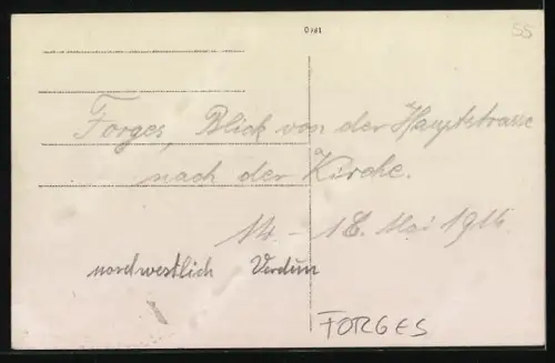 AK Forges, Vue depuis la rue principale vers l`église en ruines