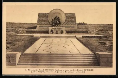 AK Souville, Le Monument à André Maginot sur la pente nord du fort de Souville