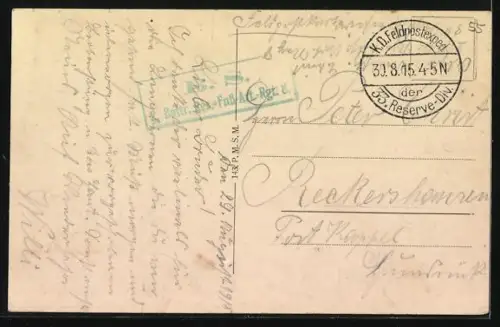 AK Fresnes-en-Woëvre, Vue du pont avec monument et bâtiments adjacents