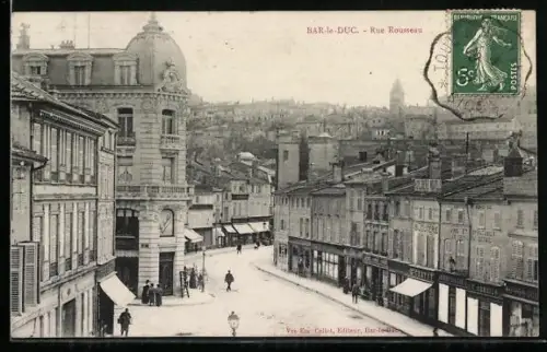 AK Bar-le-Duc, Rue Rousseau avec vue sur les collines environnantes