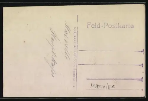 AK Marville, Rue enneigée avec église et calèche