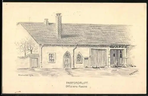 Künstler-AK Parfondrupt, Offiziers-Kasino