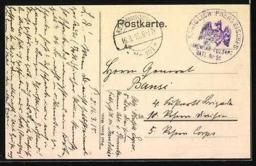 Künstler-AK Parfondrupt, Offiziers-Kasino