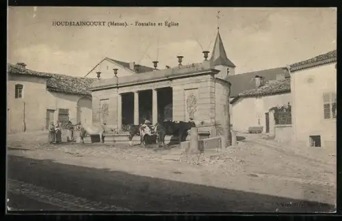 AK Houdelaincourt /Meuse, Fontaine et Église