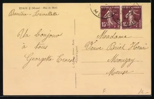 AK Étain /Meuse, Rue de Metz et bâtiments environnants