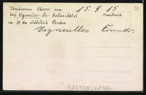 AK Hattonchatel, Maisons détruites après la guerre