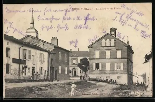 AK Pouilly /Meuse, La Mairie et les Écoles