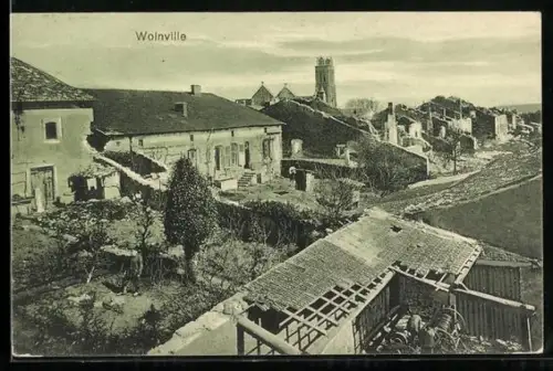 AK Woinville, Vue du village avec l`église en arrière-plan