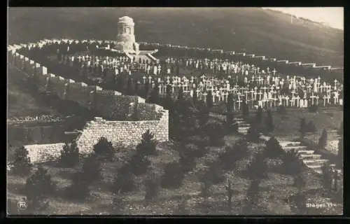 AK Viéville-sous-les-Côtes, Cimetière allemand avec monument commémoratif, 1917