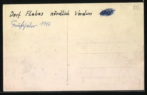 AK Flabas, Vue du village avec chariots et arbres en 1916