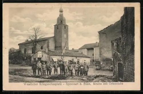 AK Spincourt /Étain, Église avec garde locale sur le front occidental