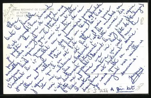 AK 12ième Regiment de Cuirassiers, Le foyer, Salle de lecture, Stühle im Bauhaus-Stil