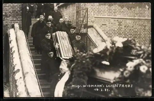 Foto-AK Grabprozession für Msgr. Widmann, 16.01.1931
