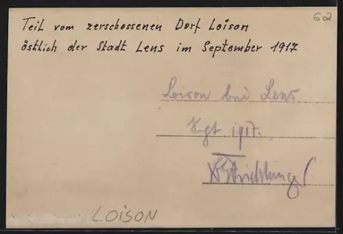 Foto-AK Loison, Vue des ruines du village détruit en 1917